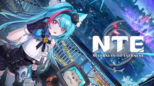 Neverness to Everness heroine above the neon streets of Hethereau