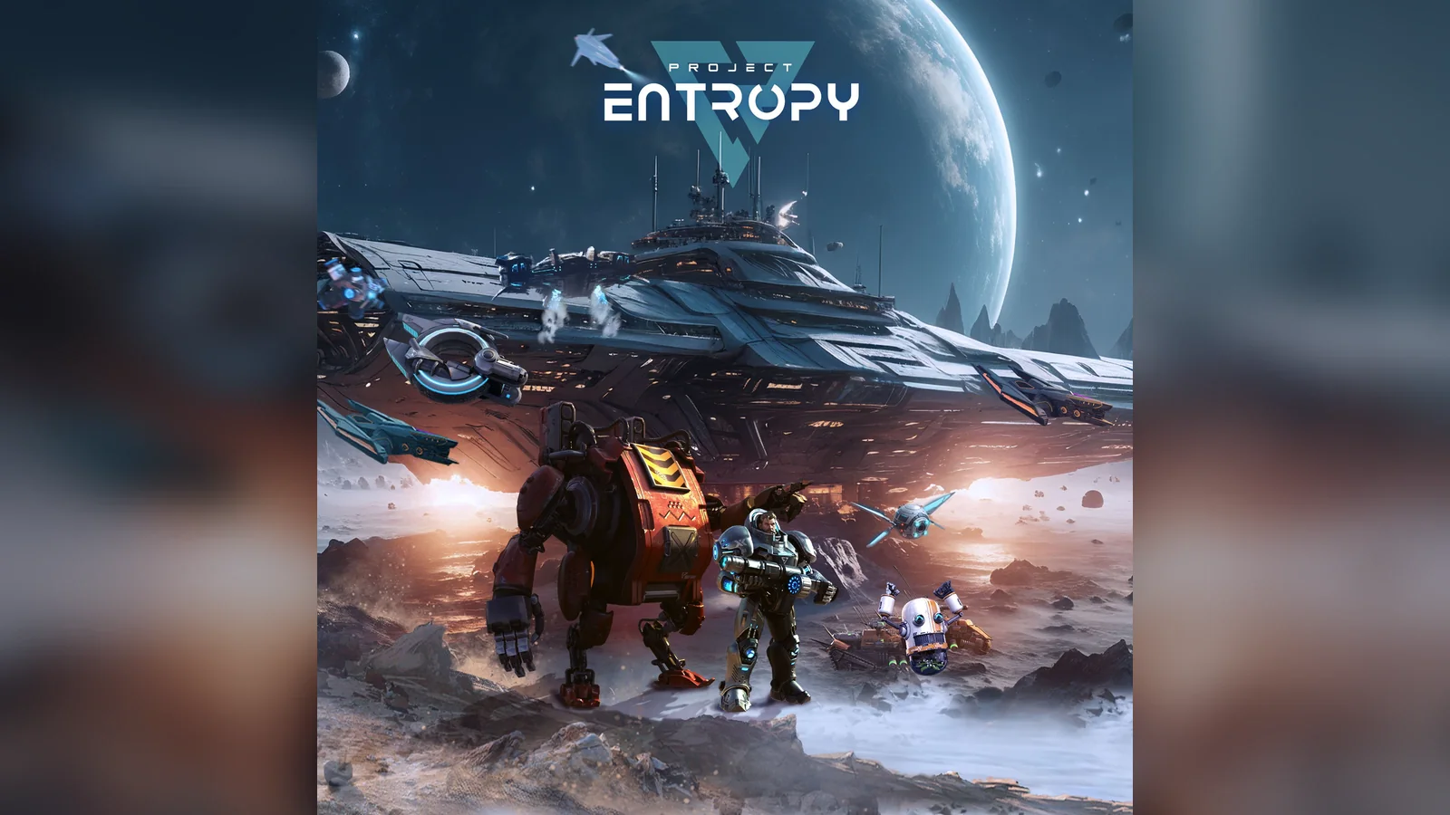 Project Entropy fleet and expedition team beneath a starship